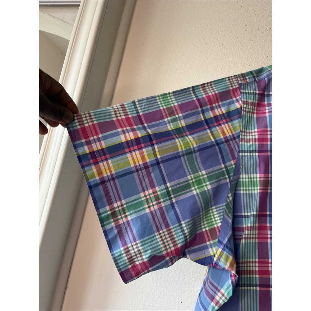 Ralph Lauren short sleeve button down oxford shirt 3XLT Men plaid blue Cotton - Picture 12 of 16